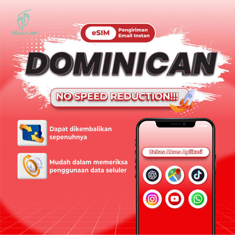 Wander Dominican esim Roaming 5G Data | 3-20GB 3-30Hari | Instant Email Delivery | High Speed Travel