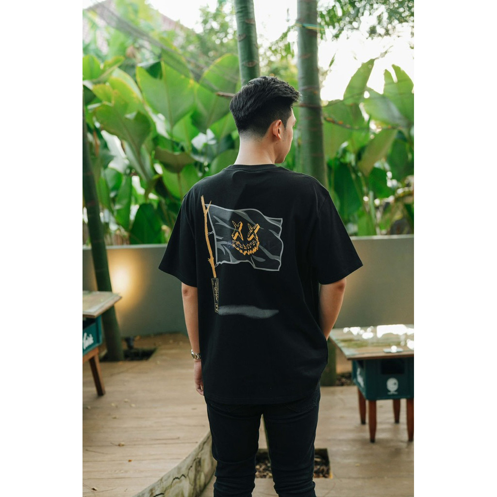 Dijamin 100%  Ricky Is Clown Vintage Flag Smiley Tee Black Original / Baju Kaos RickyisClown Autheti