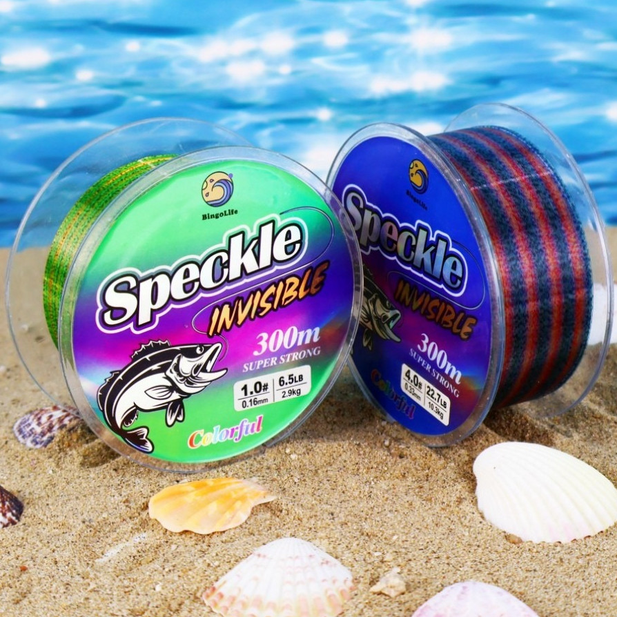 Senar Pancing Nilon Speckle Biru Kehijauan 300m Efek Kamuflase Air Kekuatan 1.7kg 21kg Lembut Anti P