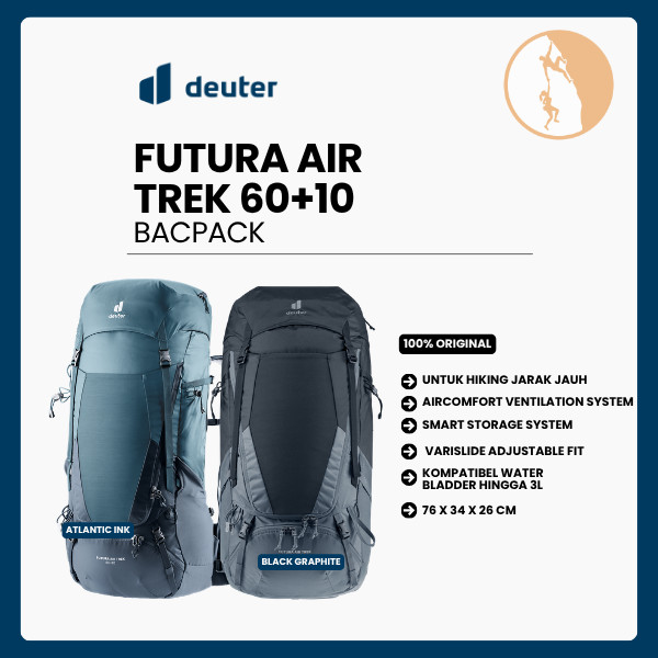 Tas Ransel Gunung Backpack - Deuter Futura Air Trek 60+10