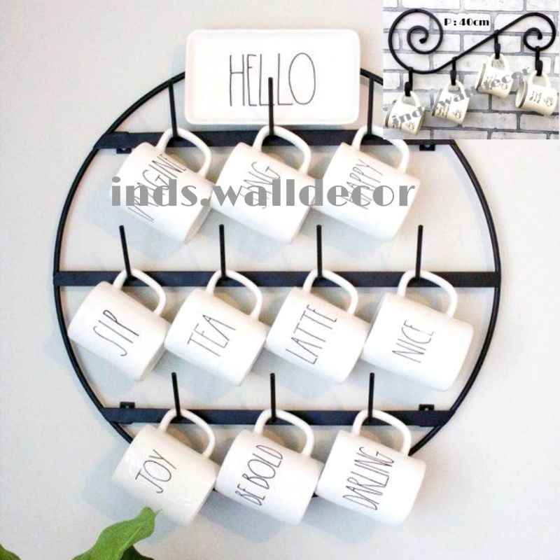 Rak Gelas Gantung Dinding Tempat Cangkir Besi Murah / Rak Tatakan Gelas Cangkir