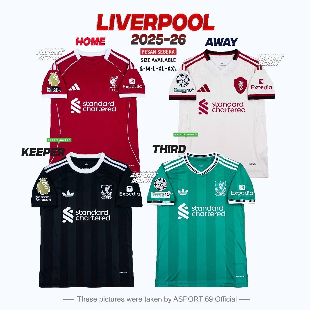 ASPORT KOLEKSI JERSEY LIVERPOOL HOME AWAY THIRD GK KIPER 2025 2026 LFC HOME AWAY 25 26 GO