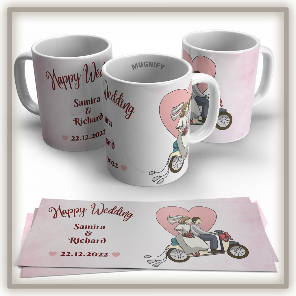 Gelas Mug Wedding Souvenir | Kado Hadiah Gelas Mug Pernikahan Cantik Murah