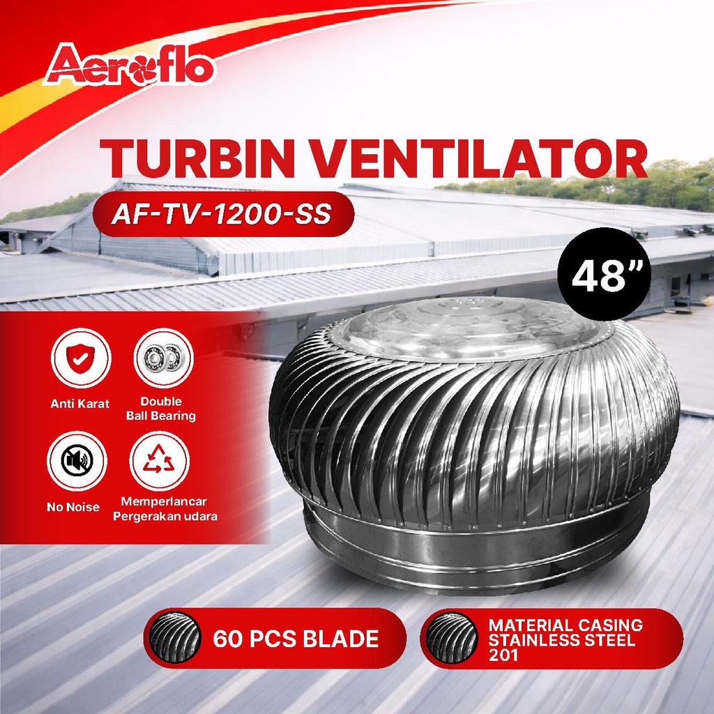 AEROFLO Turbin Ventilator Stainless Steel 48 Inch Roof Ventilator Atap Rumah Pabrik 48"