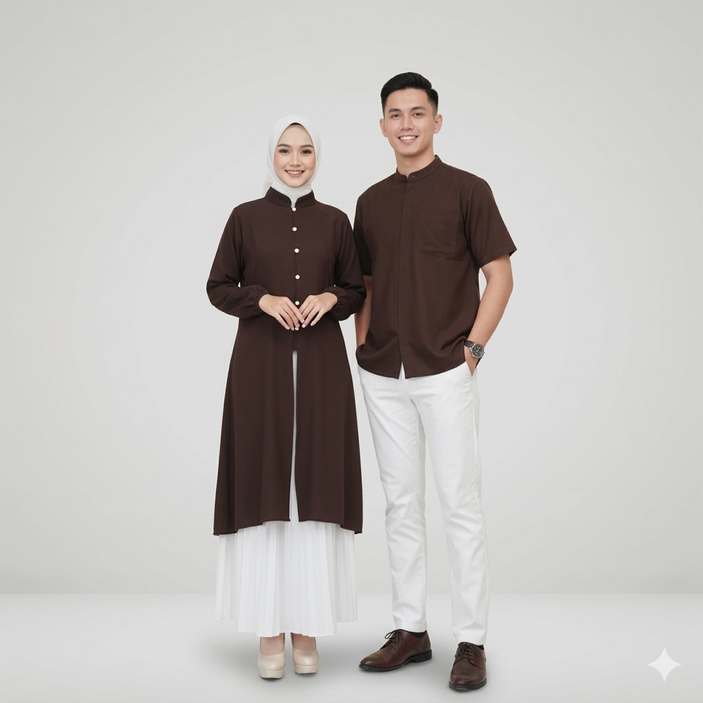 terbaru malaya long tunik couple pasangan / baju muslim lebaran pasangan sarimbit