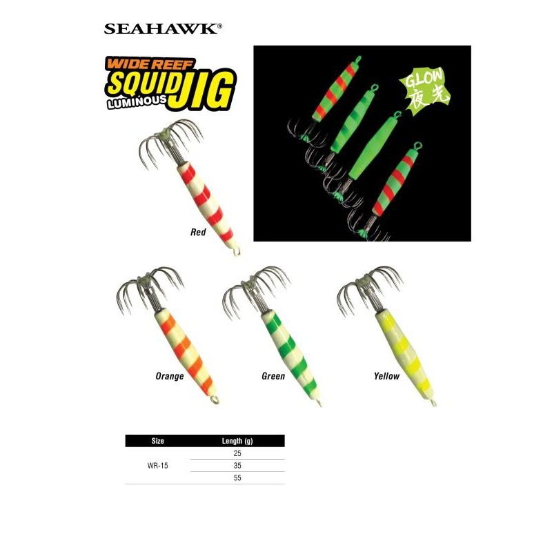 SEAHAWK Umpan Pancing Cumi Squid Jig WR15 - Luminous