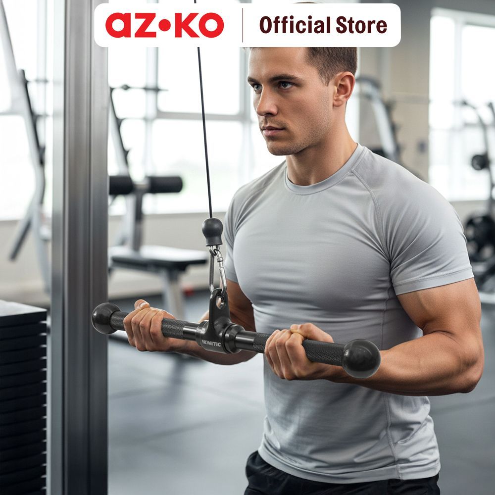 AZKO Kinetic Tali Attachement Short Bar - Hitam Alat Bantu Latihan Perlengkapan Olahraga Perlengkapa