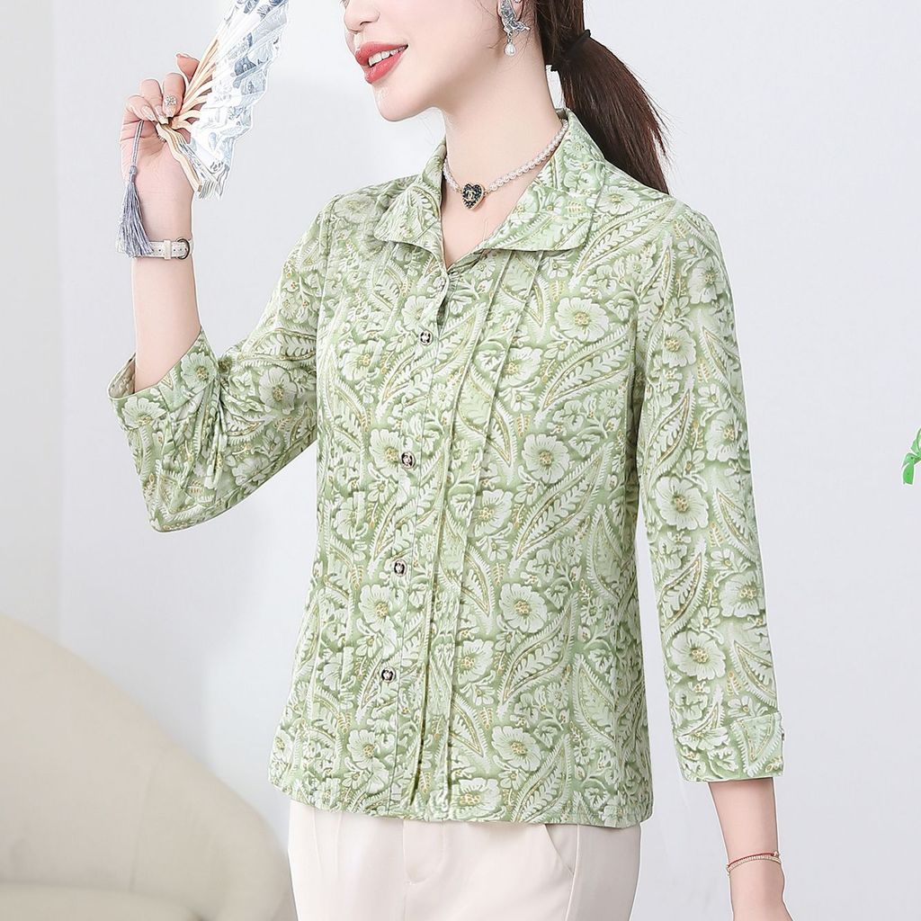 Menengah-tua wanita pakaian musim panas tujuh menit ukuran set kaos ibu nenek kaos longgar baru musi