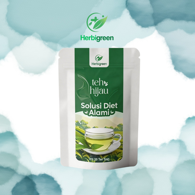 HERBIGREEN 1 Pouch Isi 20 Tea Bag | Teh Diet Herbal | Teh Hijau | Teh Detox Pelangsing Badan Herbal 