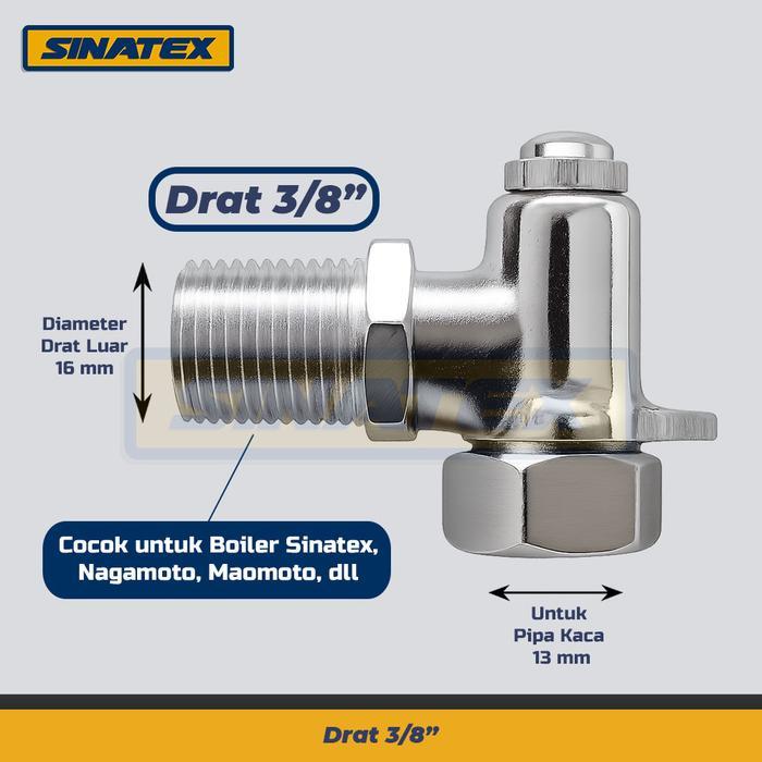 Kran Kaca Boiler Setrika Uap Elbow Kaca Tabung Boiler Setrika Uap 3/8" 1/2" Sinatex Nagamoto Jupe dl