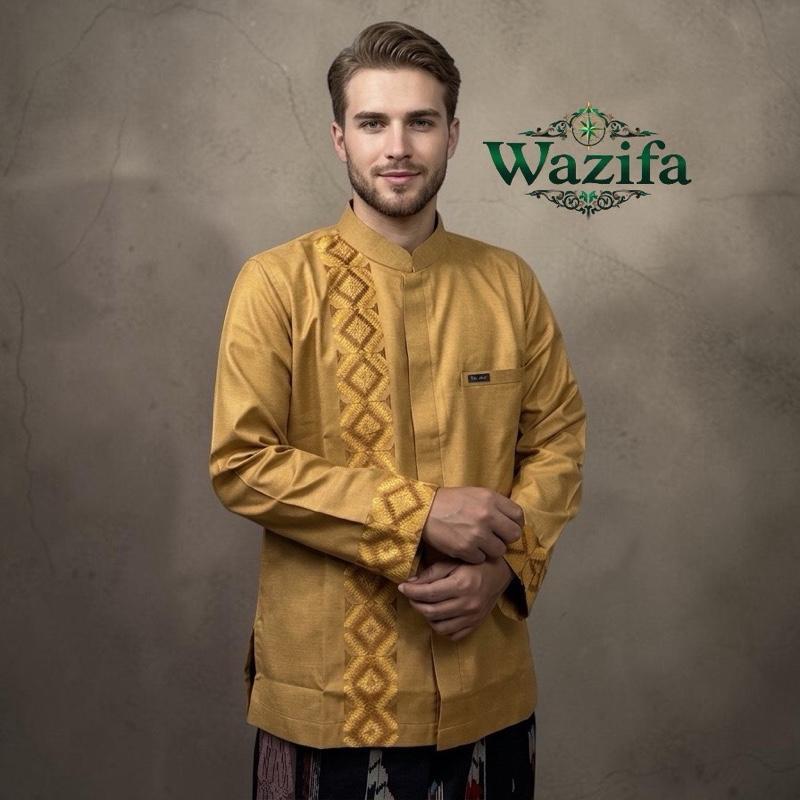 Wazifa Collection Koko Pria Dewasa Exclusive Premium Katun Italy Embroidery Bordir Timbul Warna Must