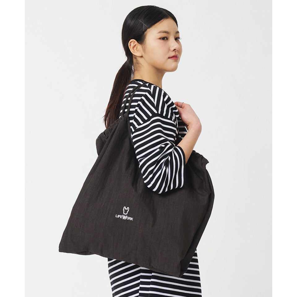 LIFEWORK Big Shirring Tote Bag Black