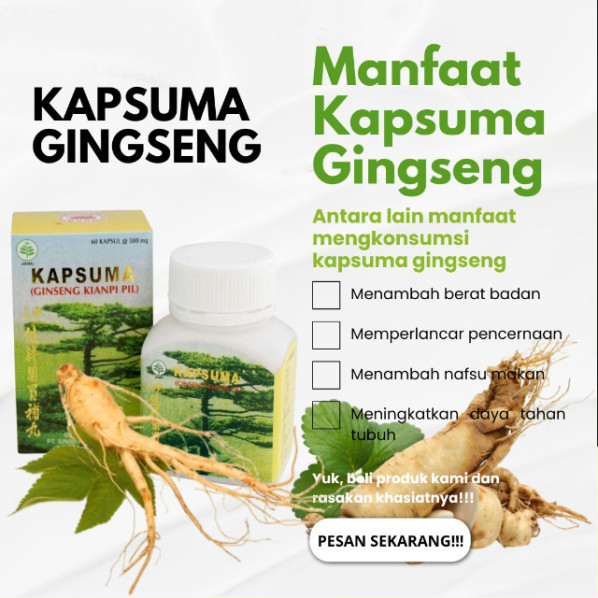 (  KIAN_PIL ORIGINAL )   ( Kianpi 100% Original Asli ) KAPSUMA GINGSENG PIL/ KAPSUMA 60 KAPSUL ~