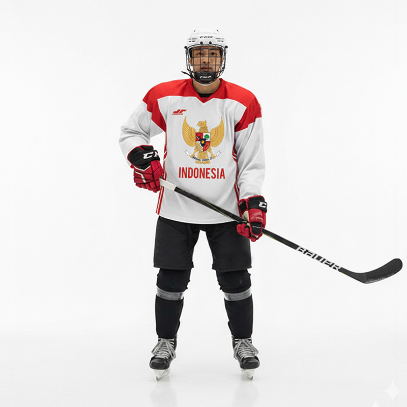 Juaraga FHEI Match Jersey Hoki Es Indonesia - Official National Team Edition - White