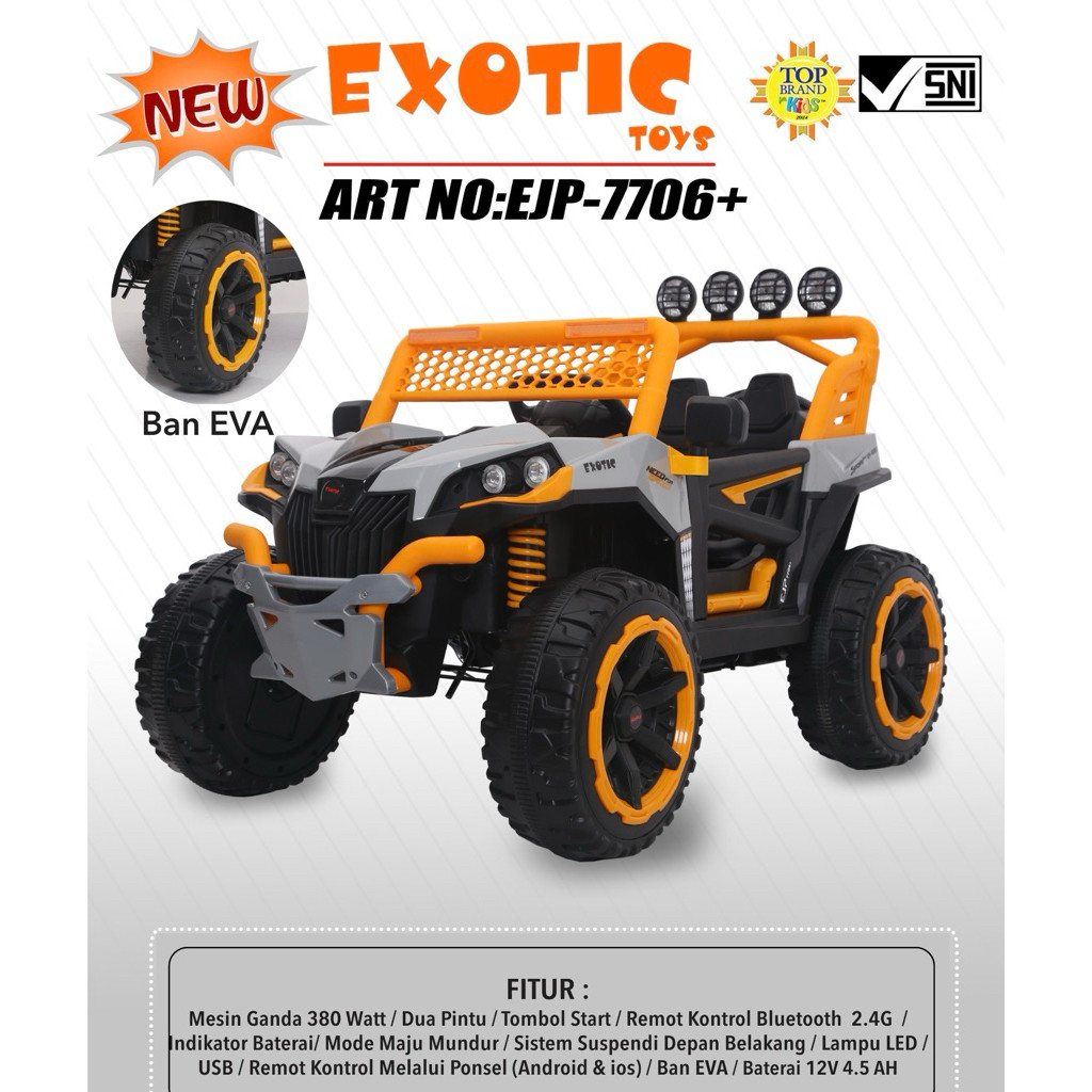 Termurah (FREE KARPET ALAS KAKI) Mobil Aki Anak Besar EJP 7749 EJP 7706+ Ban Eva Mobil anak Ces casa