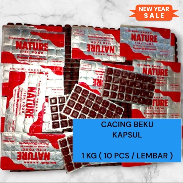 Cacing beku bloodworm 100 gram / cacing beku kapsul / cacing beku / pakan ikan / pakan ikan hias / p