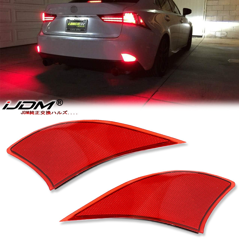 2x Red Lens LED Rear Bumper Reflector Brake Stop Tail Light Lamps For 2013+ Lexus IS 250 350 F-Sport