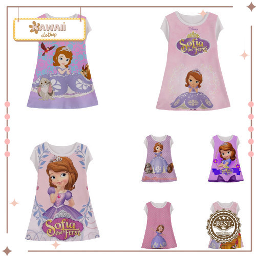 Tunik Anak Princess Sofia Dress Animasi 3d Lucu Princess Sofia Baju Anak Perempuan Usia 1-12 Tahun -