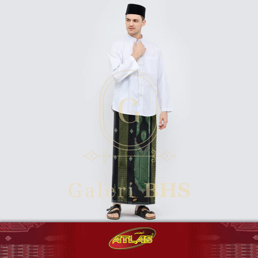 Sarung ATLAS Super Premium 980 Motif A9 JGL Hitam Hijau 07
