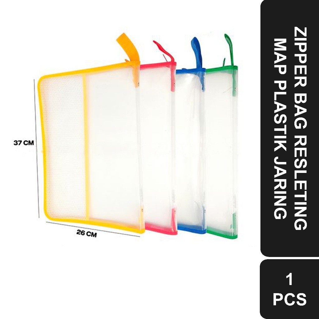 Map Zipper Folio Folder One Tebal (Premium) / Map Jaring Plastik Resleting Warna Warni / Map Jala / 
