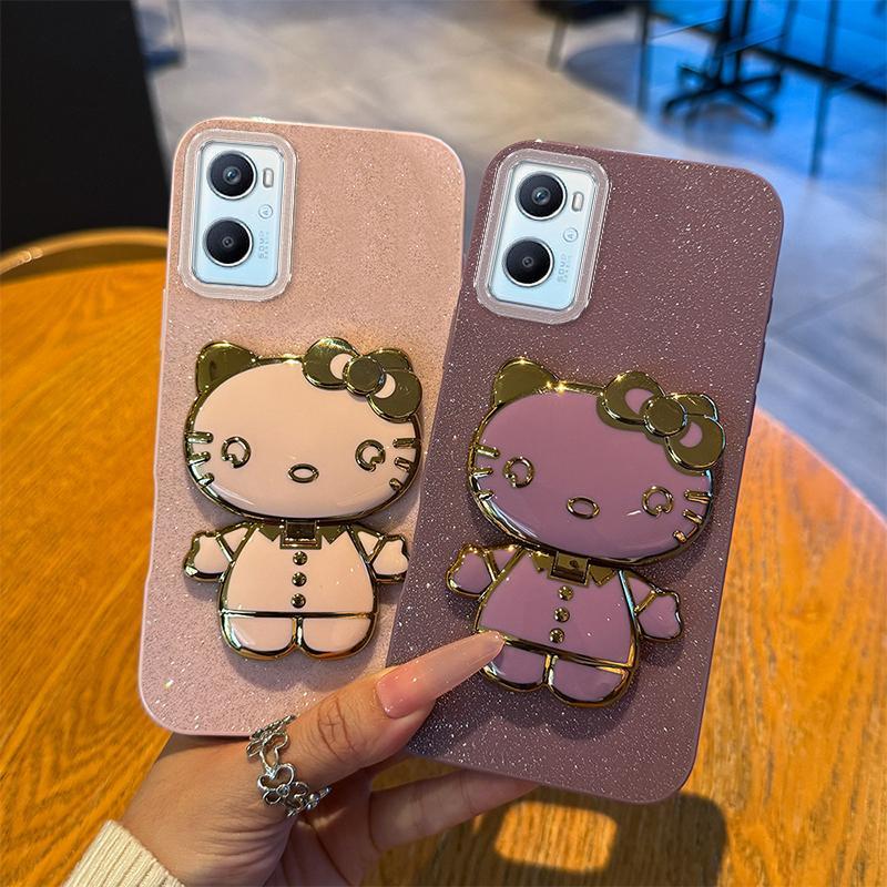 Soft Silikon Case Untuk Hp OPPO A96 4G OPPOA96 CPH2333 Casing Softcase Glitter Dengan Cermin Bracket