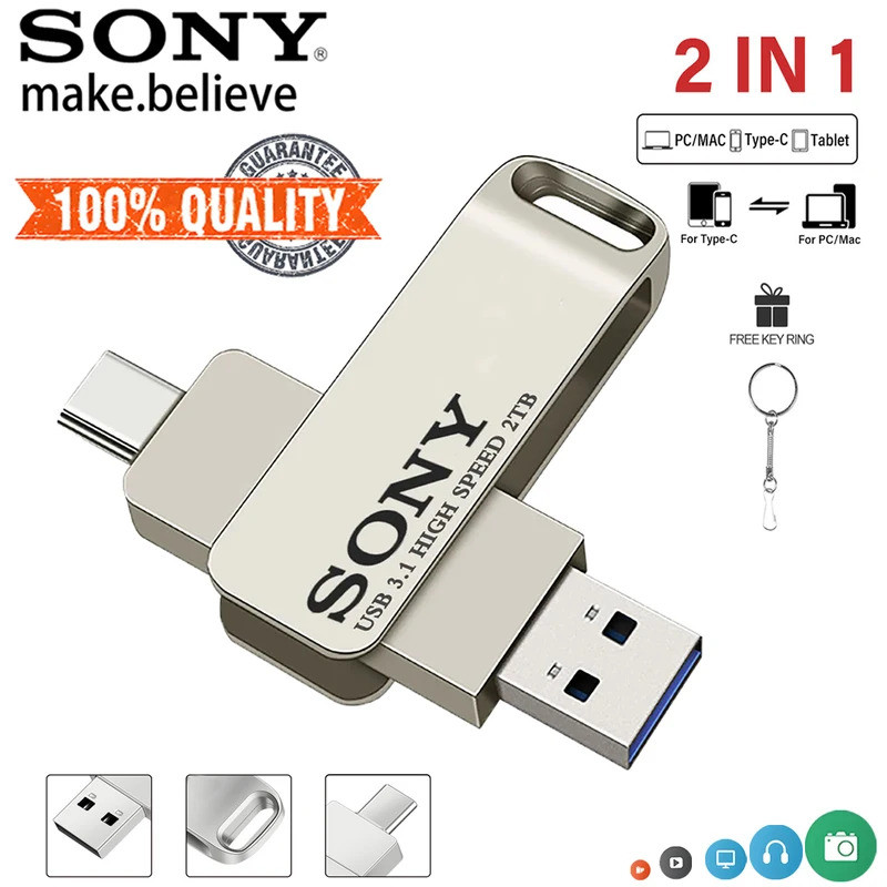 2TB SONY USB PenDrive High Speed Type C Flash Drive 1TB Metal Pendrive 512GB 256GB Portable Memoria 