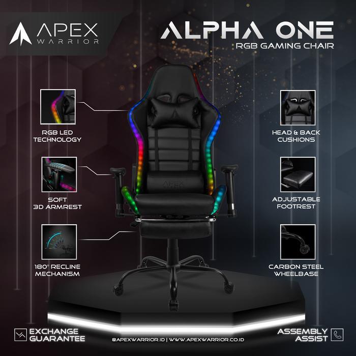 Alpha One RGB Gaming Chair LED Kursi Gaming Premium Apex Warrior