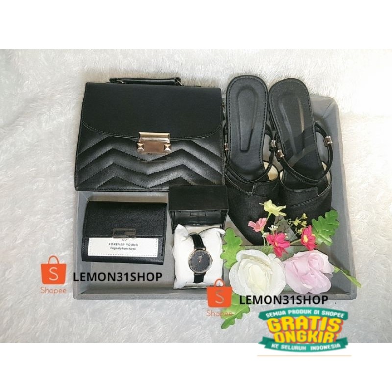 PAKET SESERAHAN HANTARAN NIKAH TAS DOMPET JAM TANGAN SEPATU SANDAL HAMPERS KADO WEDDING ULANG TAHUN 