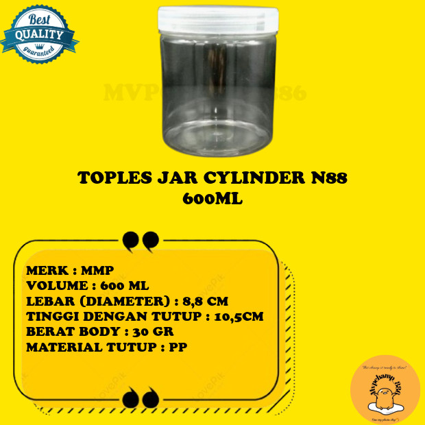 Toples Jar 600ml plastik / 600gr / toples jar cylinder 600ml tebal / toples tebal / toples tabung 60