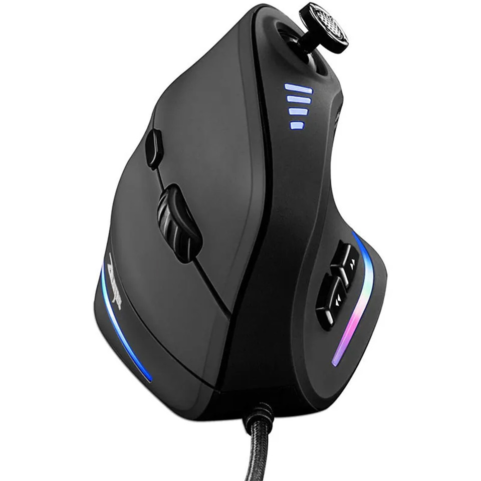 Wired Gaming Vertical Mouse with Joystick Ergonomics Mice for Laptop RGB Backlit Programmable 11keys
