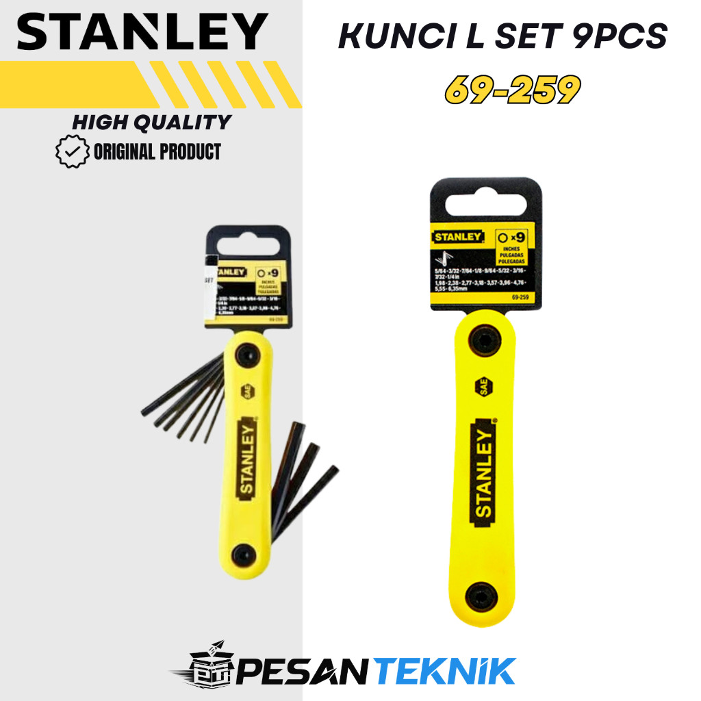 Hex Key Set 9 pcs Kunci L set stanley 9 pcs Folding Imperial STANLEY 69-259