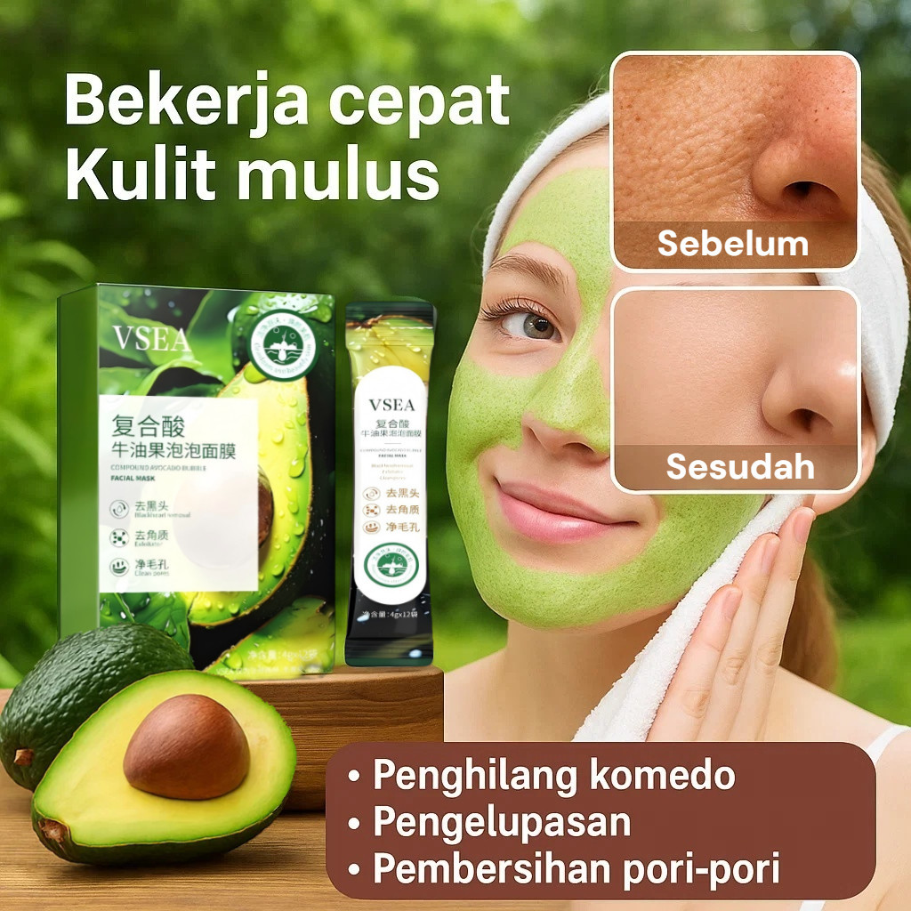 COD+Kirim Dalam 24 Jam Alpukat Asam Kompleks Alpukat Masker /bungkus Masker Gelembung Alpukat Asam K