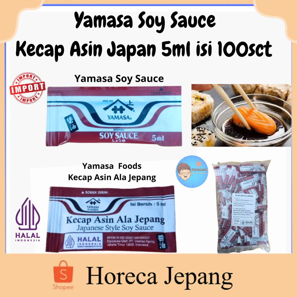 [HRC] Yamasa Soy Sauce 5ml Isi 100 Sachet / Kecap Asin Jepang Sachet / Soy Sauce Jepang Asli / Kecap