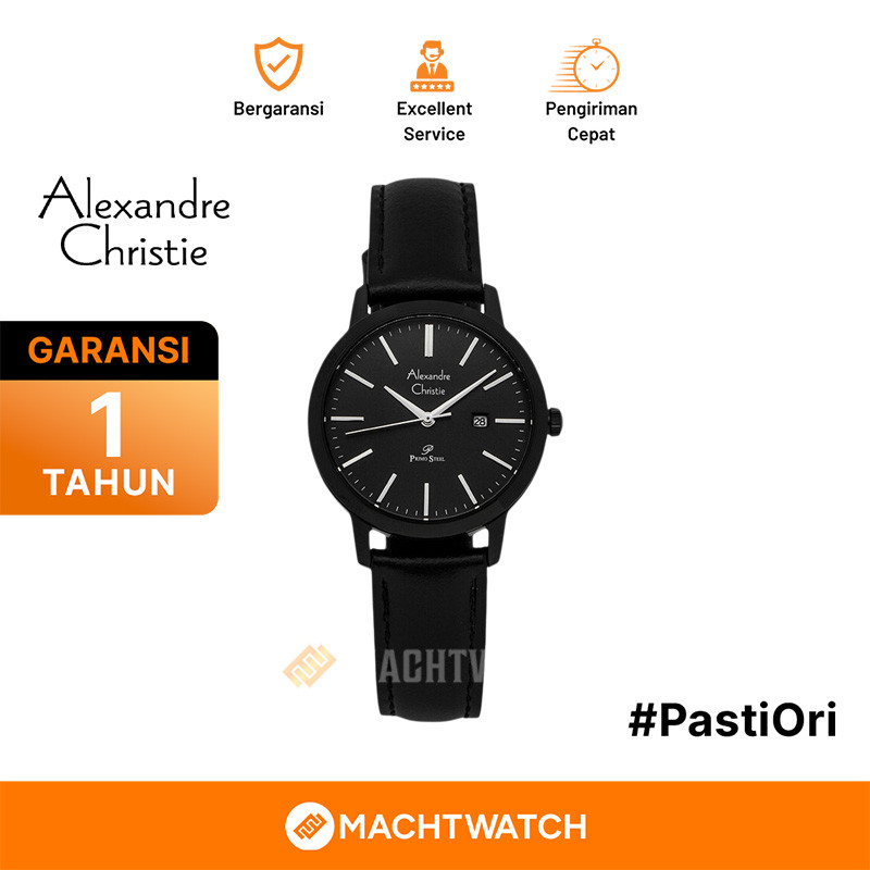 Jam Tangan Wanita Alexandre Christie Primo Steel AC 1007 LD LIPBA ACF-1007 AC 1007 AC1007 Black Leat
