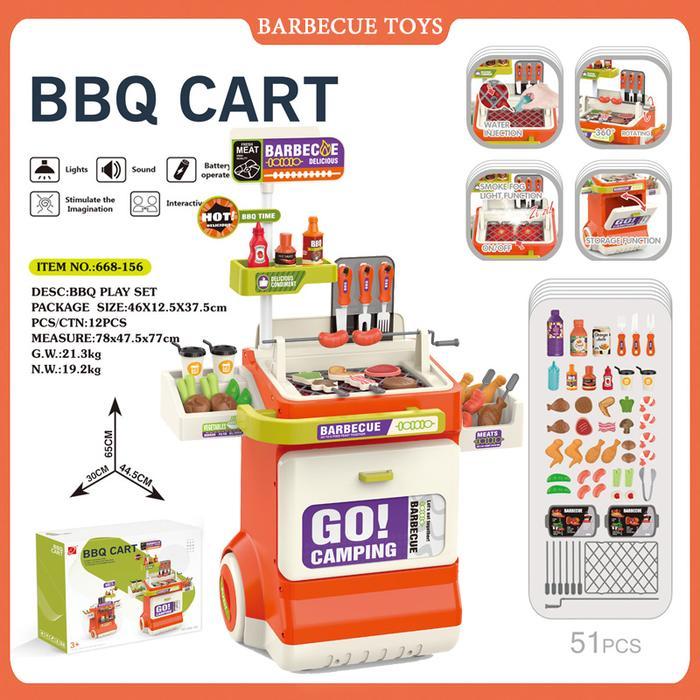 LEYI Mainan Masakan Barbekyu BBQ Mainan Anak Masak Masakan Lengkap Mainan Anak Perempuan Mainan Anak