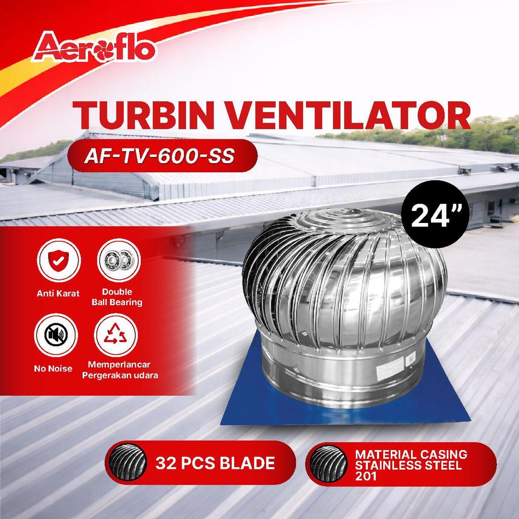 AEROFLO Turbin Ventilator Stainless Steel 24 Inch Roof Ventilator Atap Rumah Pabrik 24"