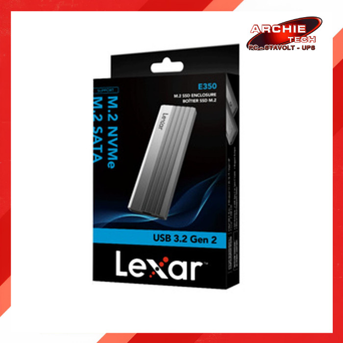 Lexar SSD Enclosure E350 M.2 NVMe & SATA External Case USB 3.2 Type-C