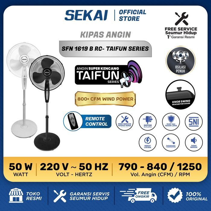 Sekai Standing Fan 16 inch Remote SFN1619B RC Kipas Angin Berdiri dengan Remote Control