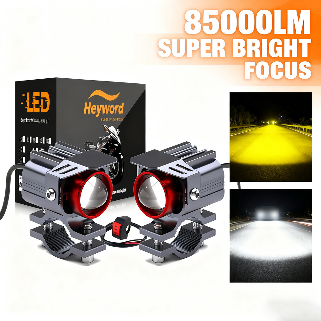 Heyword Motorcycle LED Auxiliary Spotlight Two Tone Motorcycle LED Exterior Motorcycle Light ATV Sco