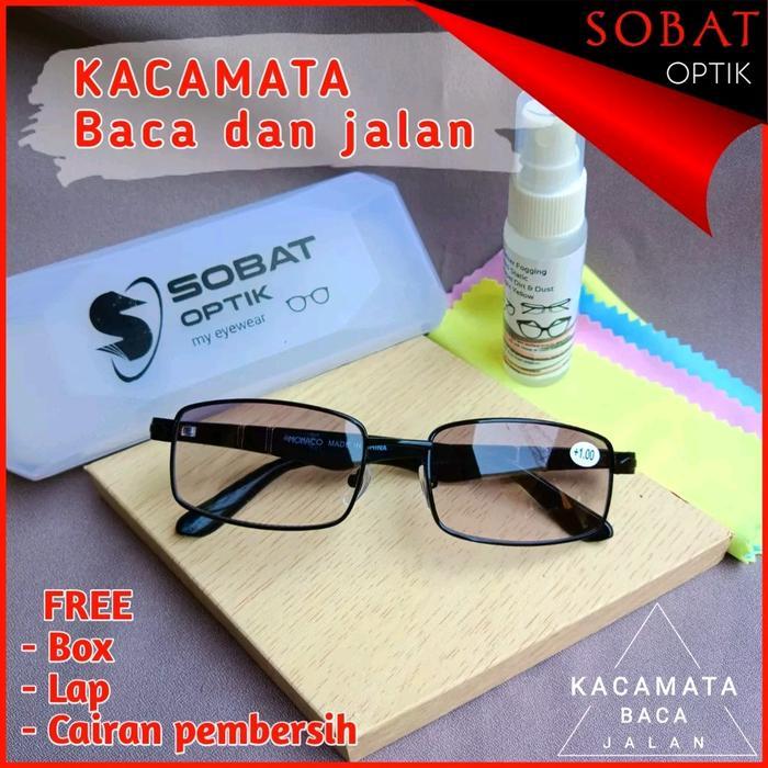 kacamata Baca Dan Jalan Lensa Warna Gradasi Dan bening Free Box Lap Cairan Pembersih Kacamata - warn