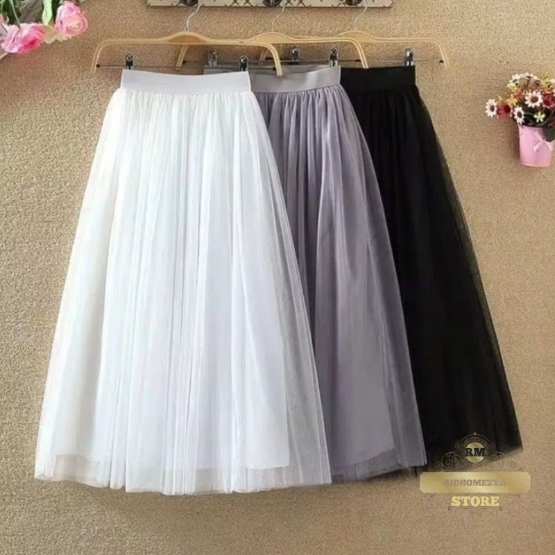 Rok Tutu Long Skirt Premium Rok Jaring terbaru Terlaris Polos Putih