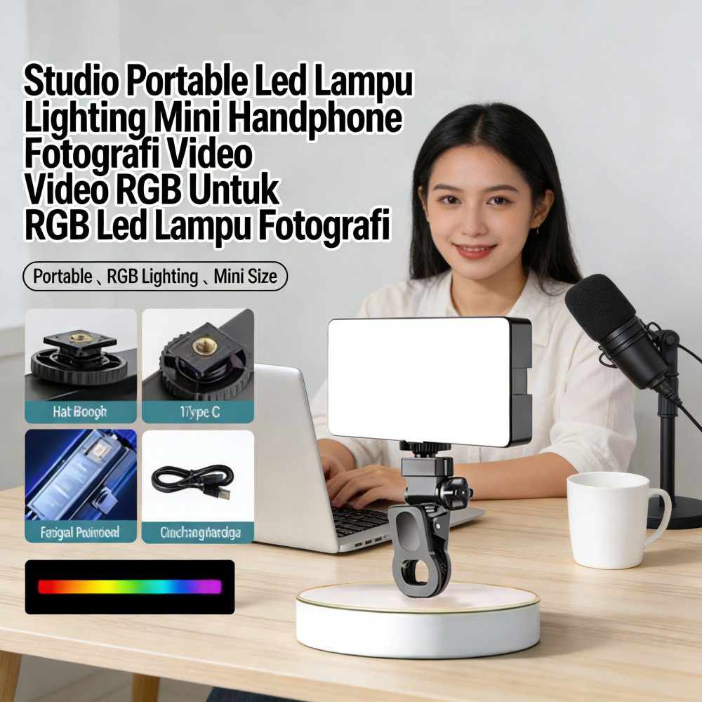 Lampu Studio Portable Mini Led Lighting Fotografi Handphone Video Camera RGB Lampu LED Untuk Video R
