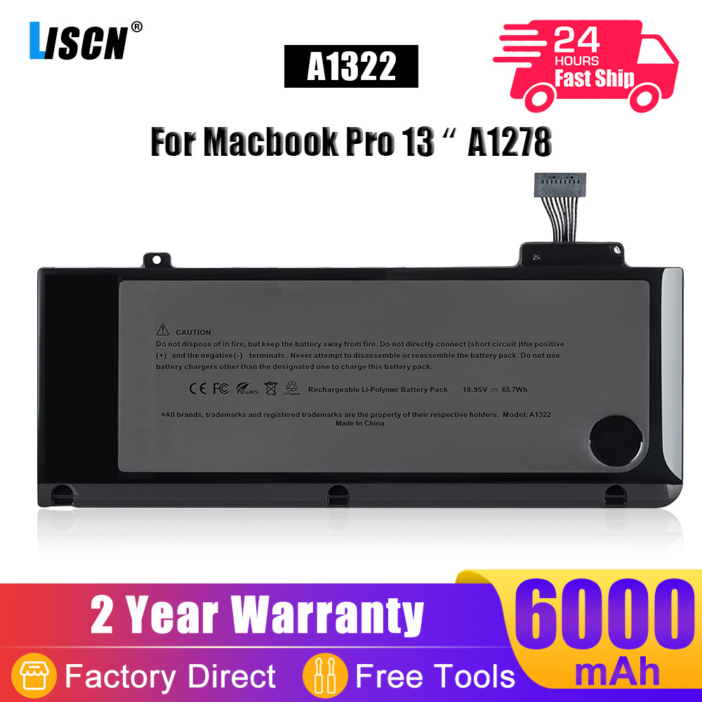 LIS 65.5Wh A1322 Laptop Battery for Apple MacBook Pro 13" A1278 (2009-2012 Year) MB990 MB991 MC700 M