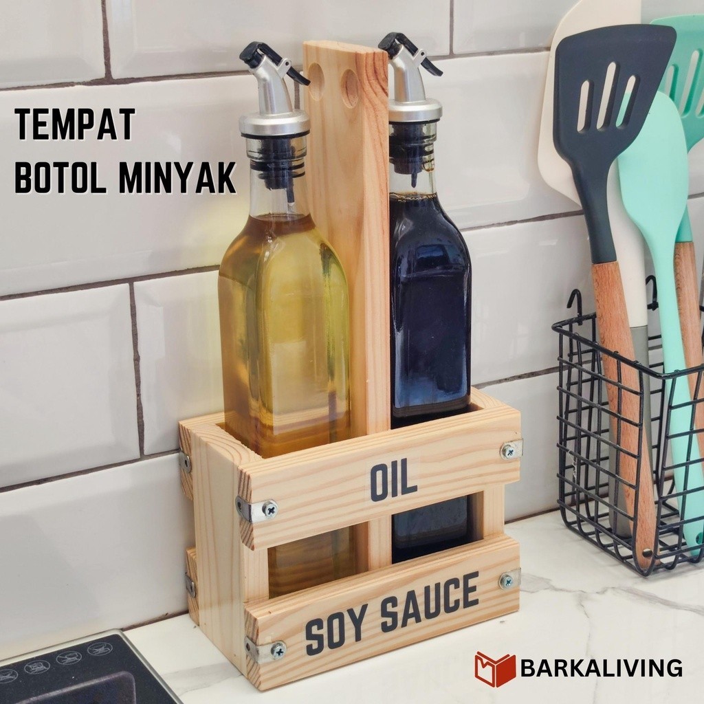Rak Tempat Botol Minyak Holder Botol Kayu rak kayu