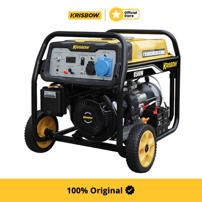 PROMO BIG SALE Krisbow Genset Bensin 8500 Watt 1ph Open KRP85 - Kuning/Hitam