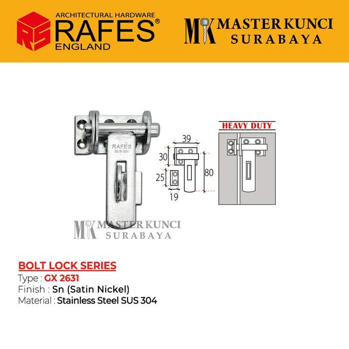Grendel Pintu RAFES Stainless Steel SUS 304 (GX 2631)