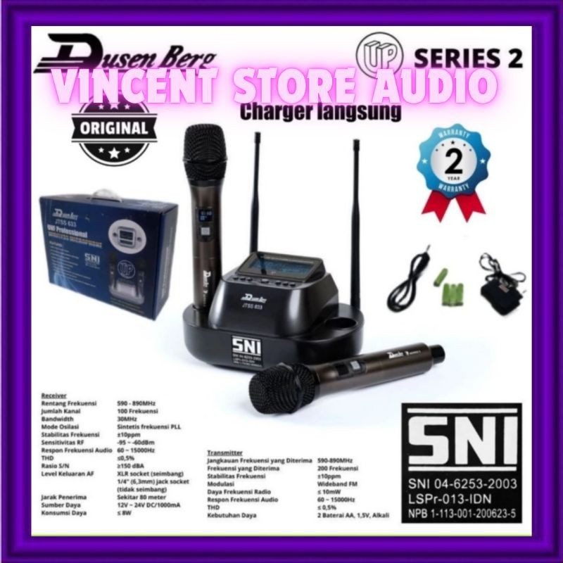 Mic Wireless Dusenberg JTSS 633 Y Charger 2 Microphone Wireless UHF