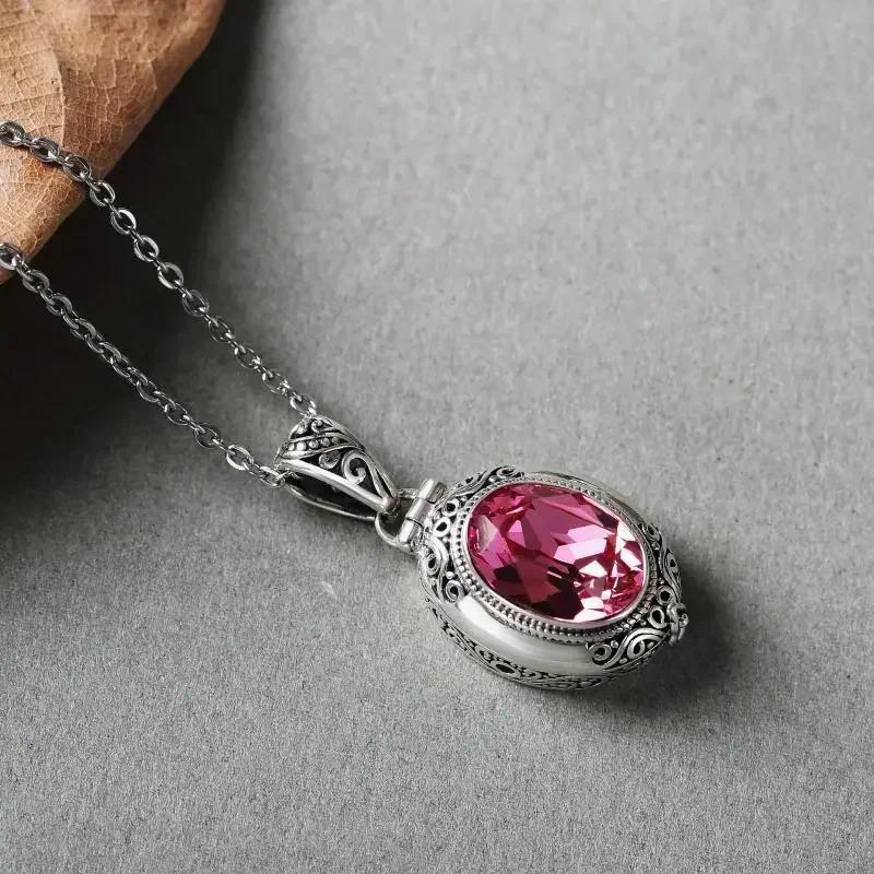 Vintage Round Big Locket Pendant Necklace for Women Men Anti Allergy Jewelry Necklace Nice Gift