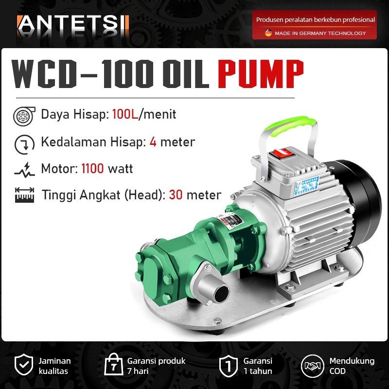 1100W Pompa WCB 100 Minyak Oli Solar Bensin Cairan Kental Pompa Gear Pump WCB 100