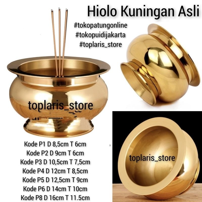 Tempat Hio Kuningan  /  Hiolo Kuningan / Hiolo Polos / Tempat Dupa Diskon